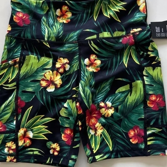ID Ideology Compression 7" Bike Shorts Women's True Black Tropical Print - Picture 8 of 14